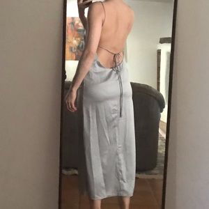 Gray Silky Backless Dress
